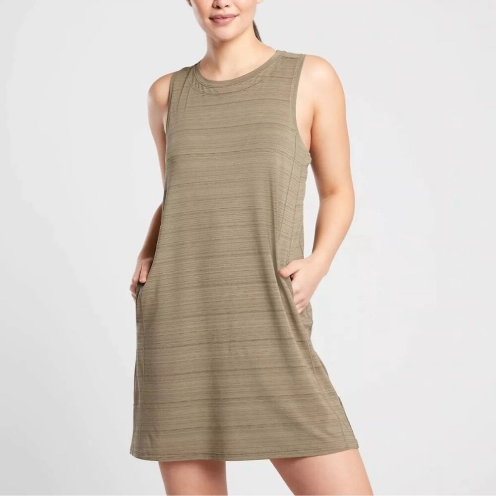 Athleta Green Ribbed Tank Dress